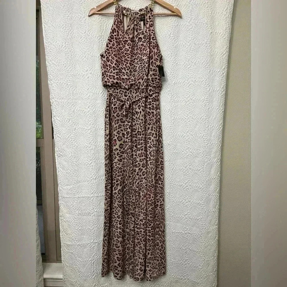 2/$12 Thalia Sodi Pantsuit XS Jumpsuit Pink Leopard Print Wide Leg Sleeveless - Picture 15 of 15